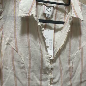 BDG Striped Blouse - White and Purple